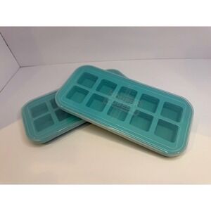 Set of 2 Souper Cubes 2 TBSP freezing Tray Teal Silicone freezer molds